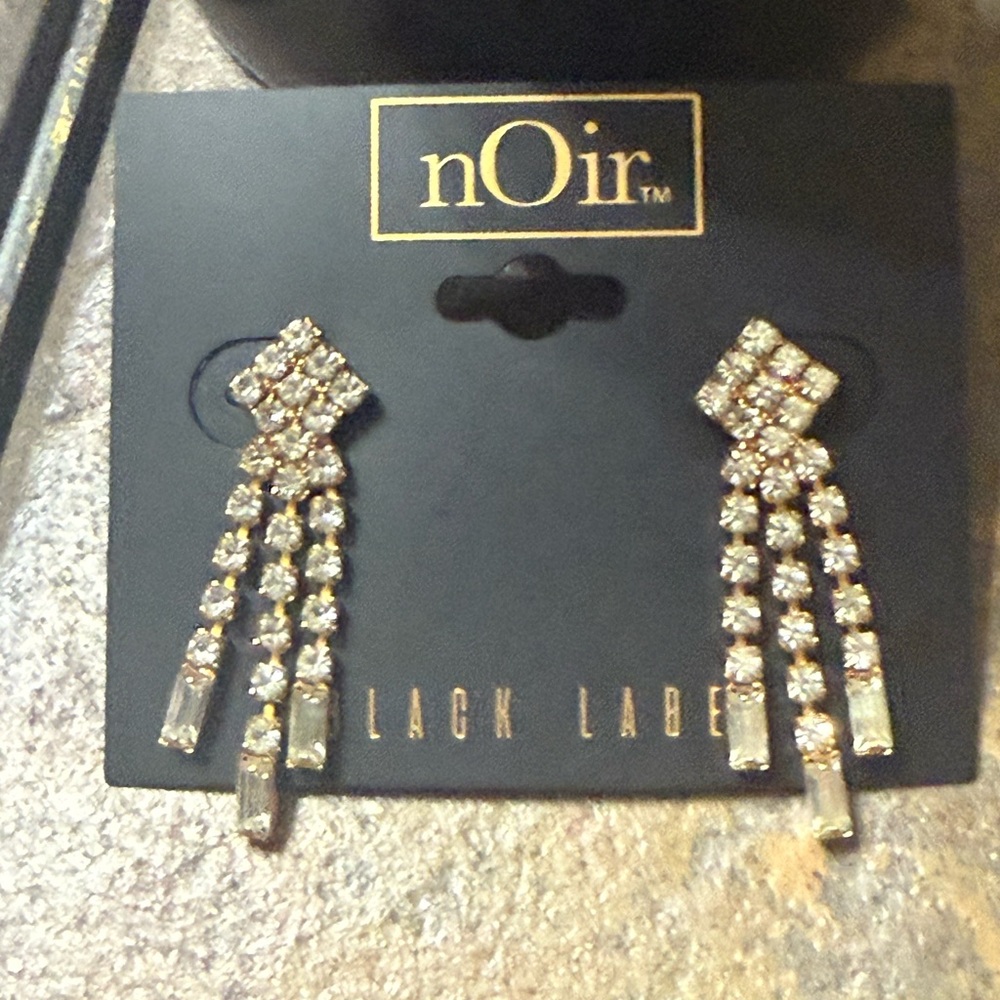 NWT nOir Black Label Gold-Tone and Rhinestone Fashion Earrings